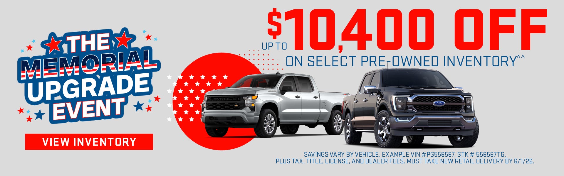 Up to $10,400 OFF on Select Preowned Inventory^^ 